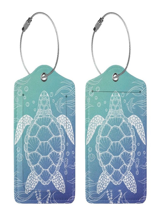 Vridoyt 2 Pack Sea Turtle Luggage Tag for Suitcases, Cute Turtle Theme Party Decorations Leather Tags, Cruise Ship Essential Travel Unique Gift for Men Women Couples Lover, Funny Christmas Birthday Gifts - Image 1